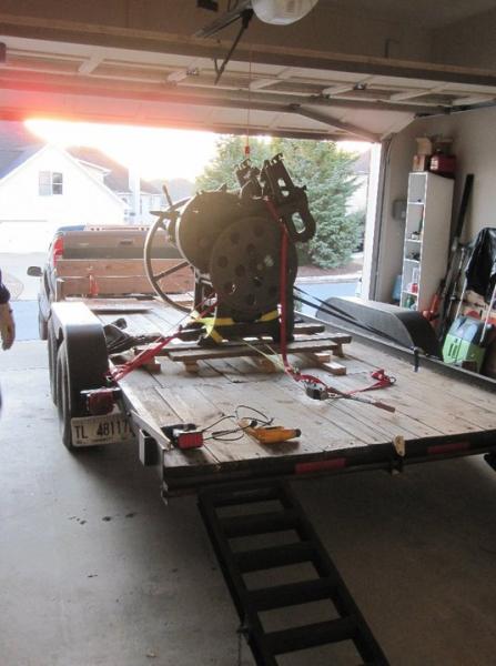 image: 18- Press on trailer in garage.... it is just too unsafe to more the press and we call it a day. 