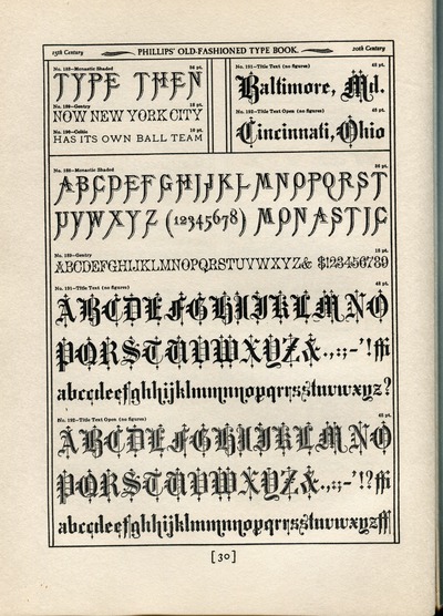 image: Phillips Old Fashioned Type Book, p. 30