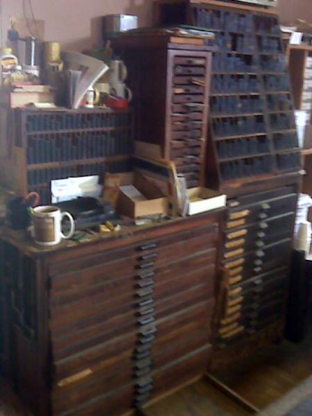 image: furniture and type cases
