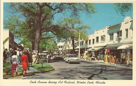 image: Winter Park, Florida. In the 60's. Still looks like this. Including that amazing station wagon.