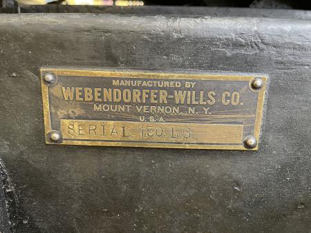 image: Webendorfer Name Plate with Serial Number 150.L.G.